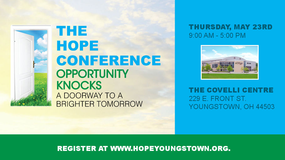 Hope Conference open door logo with event location and date details
