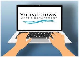 Rendering of Youngstown Water logo on laptop screen