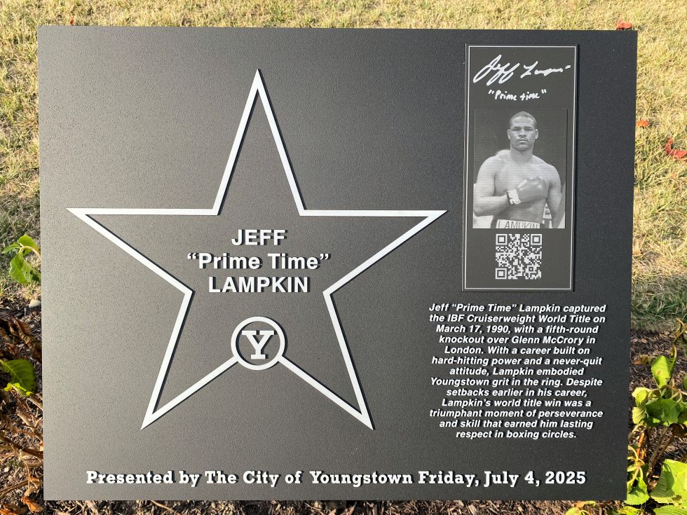 Walk of Fame plaque of Jeff Lampkin, as seen in Wean Park.