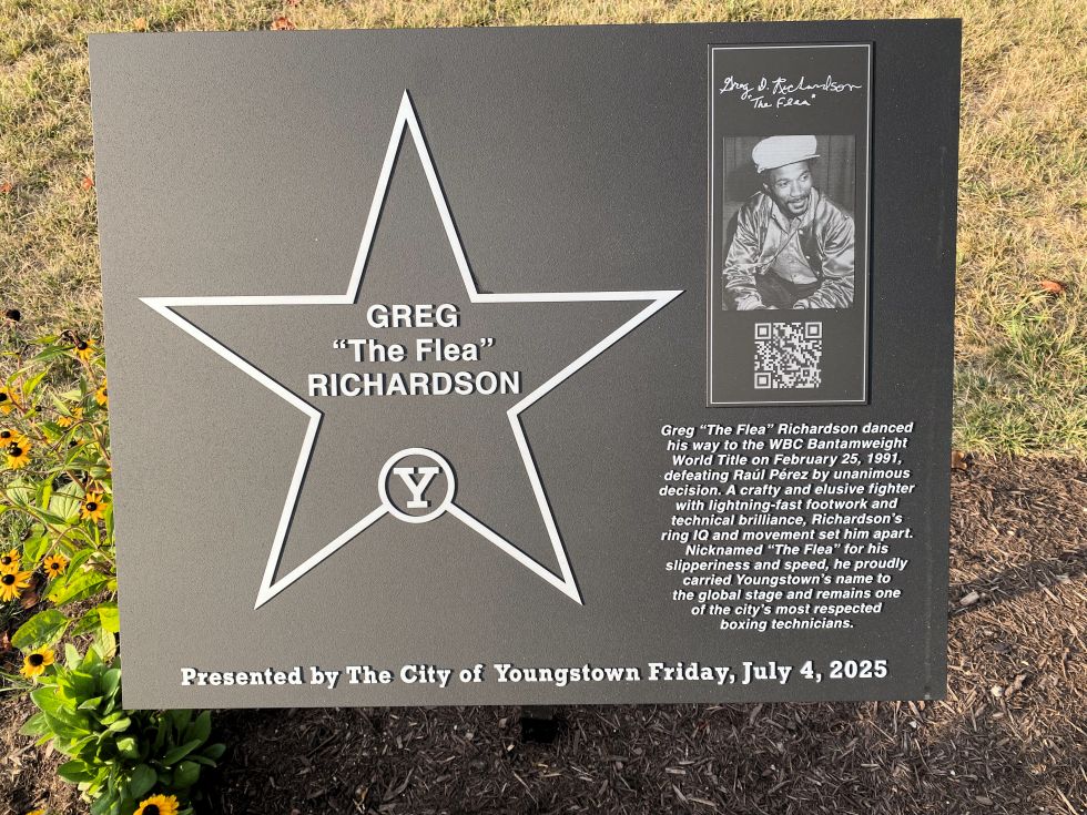 Walk of Fame plaque of Greg Richardson, as seen in Wean Park.